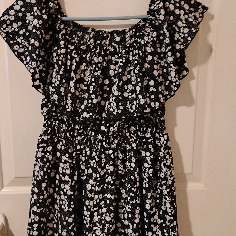 Floral Black and White Kids Dress